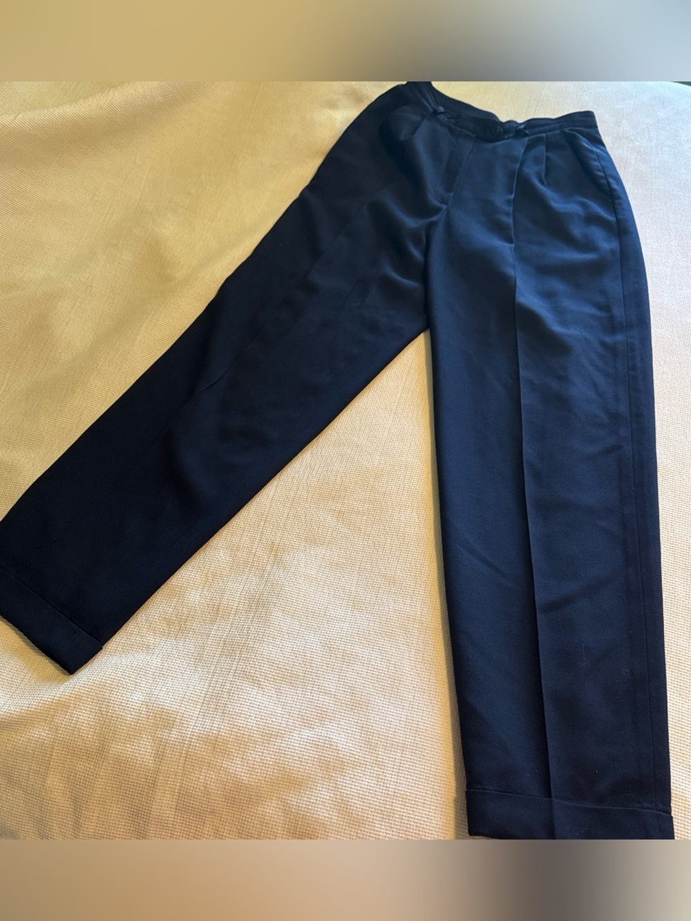 Vtg Lauren Ralph Lauren Womens Navy Wool Pleated Trousers Pants USA Made Size 6